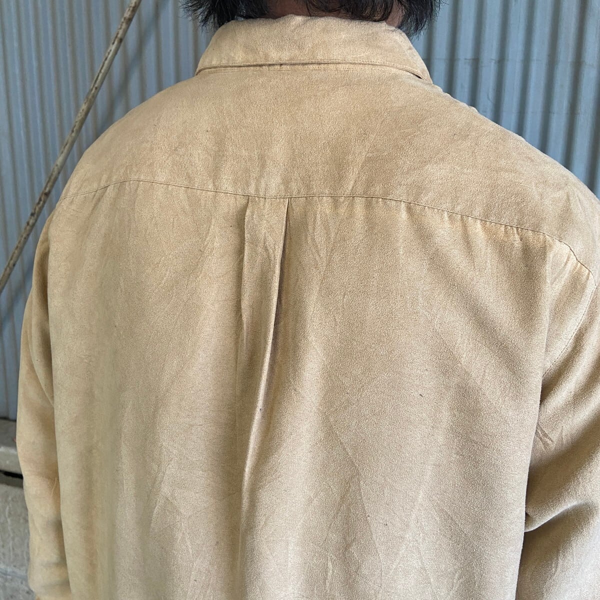 古着 ビンテージ 80s 長袖 シャツ フェイク スエード シャツ 美品 SOLITUDE 長袖 フェイクスエードシャツ メンズM 古着 キャメルブラウン