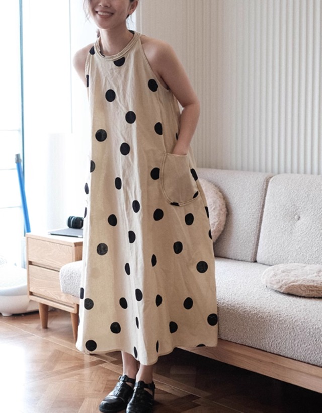 dot design sleeveless dress【2024011802】