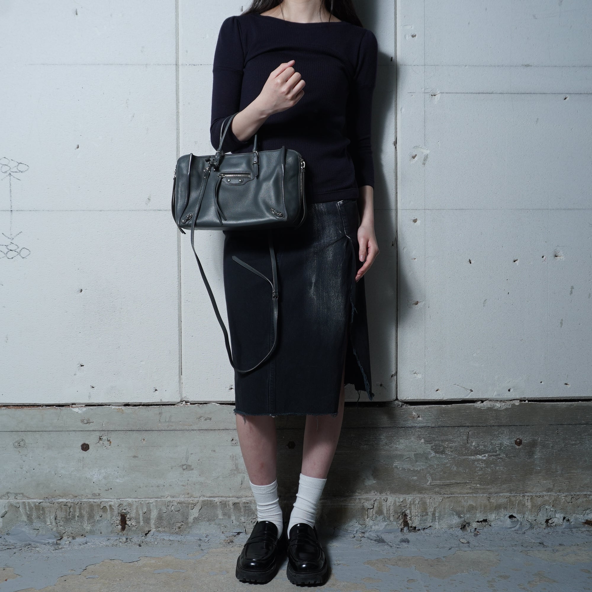 BALENCIAGA】バレンシアガ ペーパーレザー2WAYショルダーバッグ gray