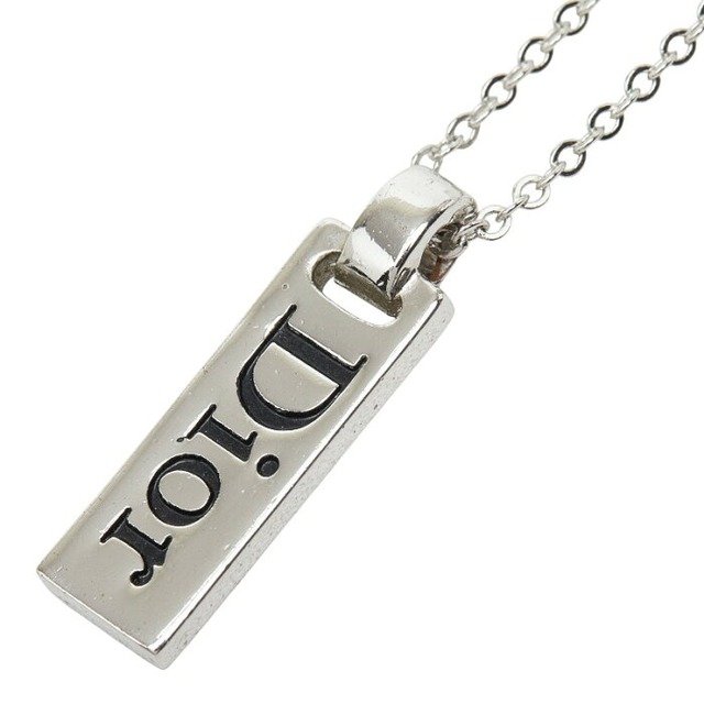 ディオール ロゴプレート チェーン ペンダント ネックレス シルバー メタル レディース Dior 【中古】