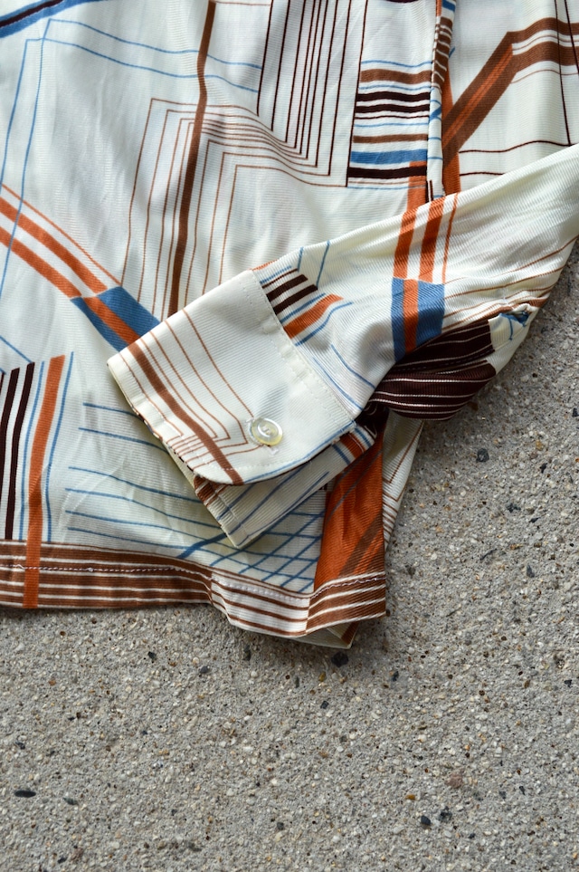 CHALLENGER 1970's From USA Acetate Old Shirt Retro Geometry Design チャレンジャー 70s アセテート オールドシャツ