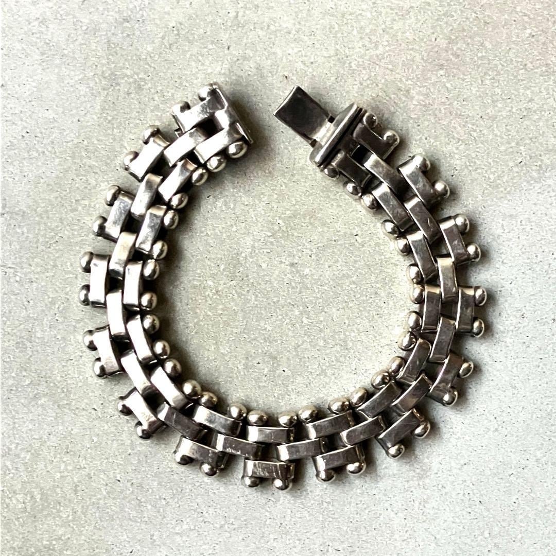 メキシコ製 VINTAGE HEAVY ブラックオニキスブレスレット925 | unune