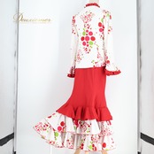 フラメンコ 衣装 Naomi Collection ナオミコレクション ツーピース セットアップ 上下セット レッド系 ホワイト系 グリーン系 赤 ピンク 白 緑 ボランテ フリル ダンス パーティ 発表会 踊り レディース ダンス パーティ 発表会 ステージ コスチューム 華やか エレガント