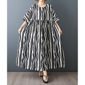 モノトーン 柄切替 ワンピース 30216