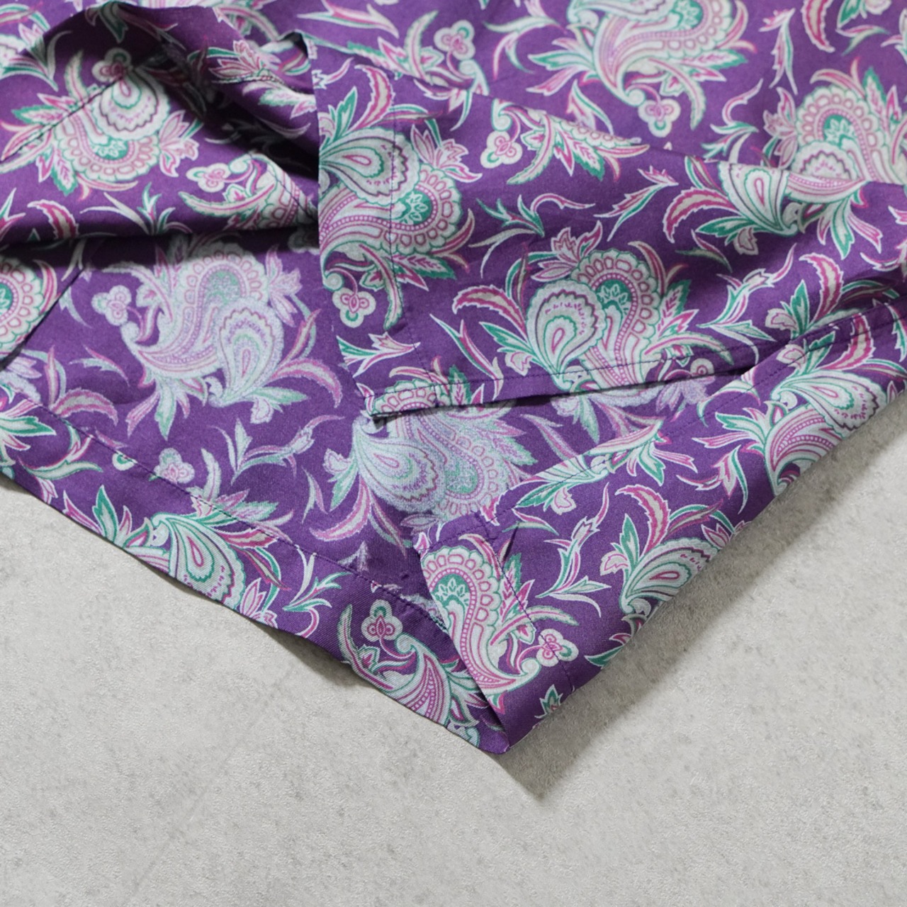 90s Polo by Ralph Lauren Silk open-collar shirt "made in USA"  Purple Paisley [L] 古着 - 10
