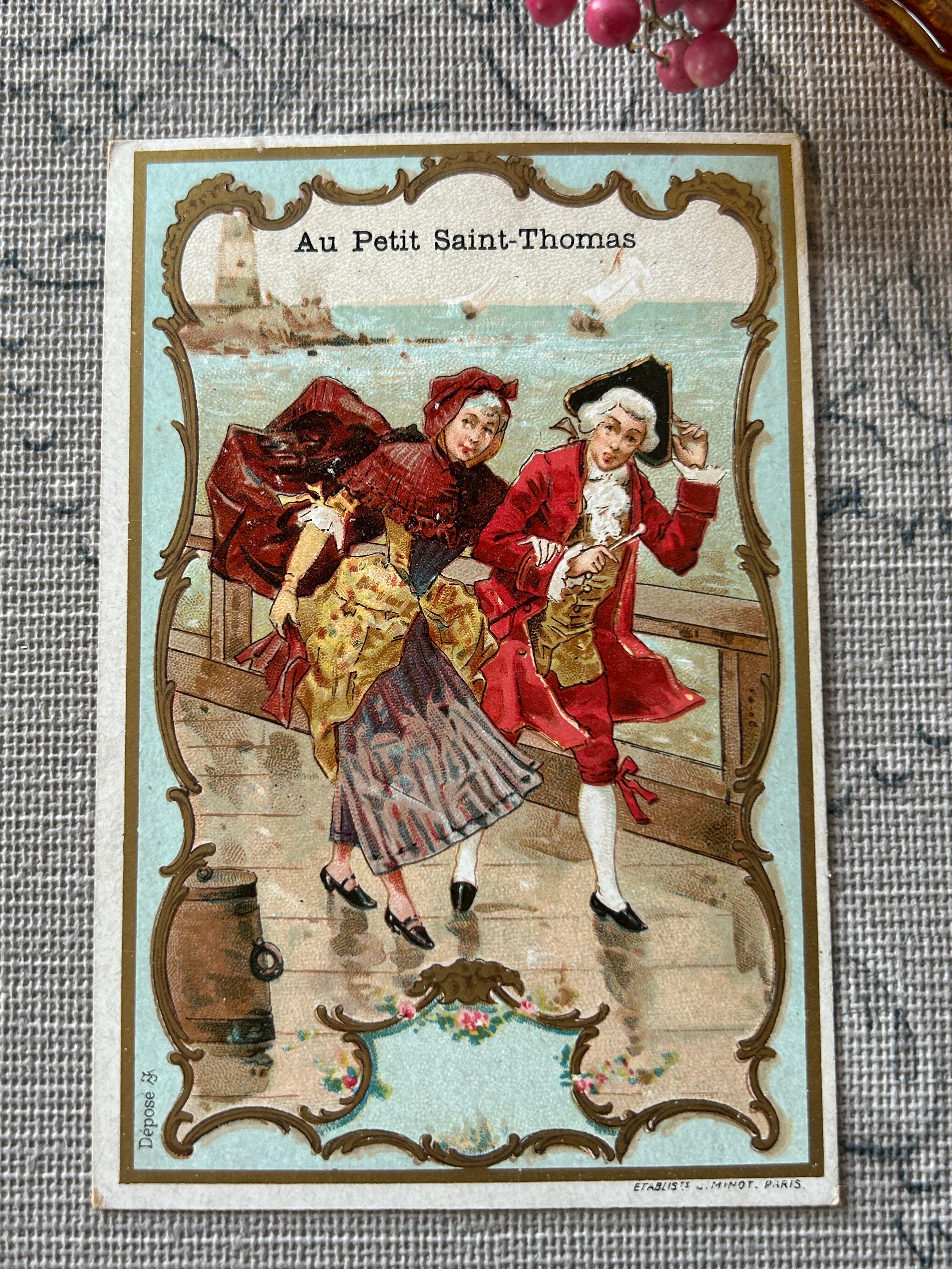 アンティーク クロモカード Maison Petit Saint -Thomas 貴族絵