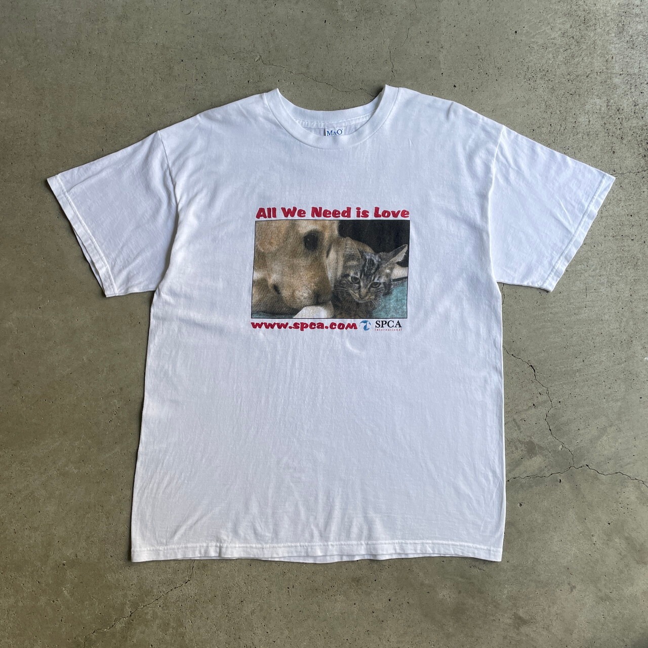 00年代 SPCA アニマル イヌ ネコ フォト プリントTシャツ メンズL 古着 