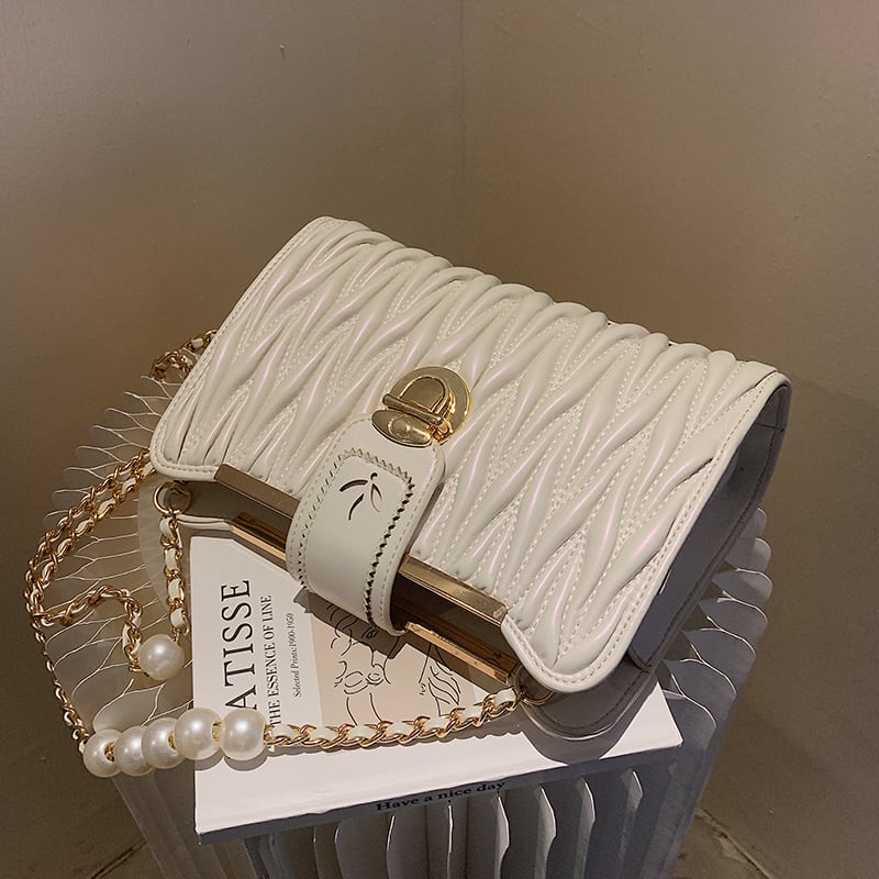 サマーパールチェーン スタイル 夏物 真珠 スクウェア Tiancai_Wing_Bag94678109015