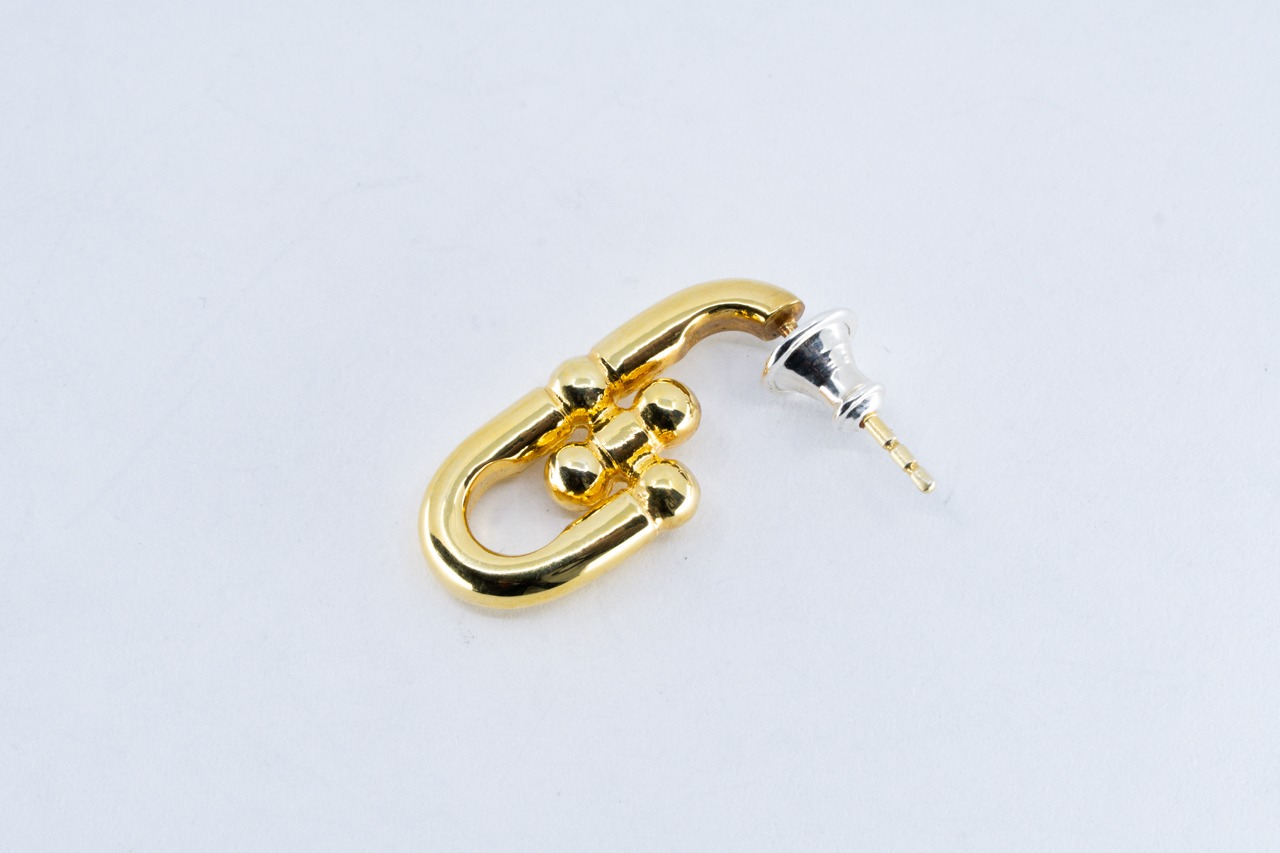 PI-016 BP Chain link earring ( cross)( 24K Gold Plated)