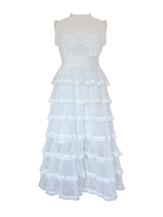 tiered tulle dress -white-