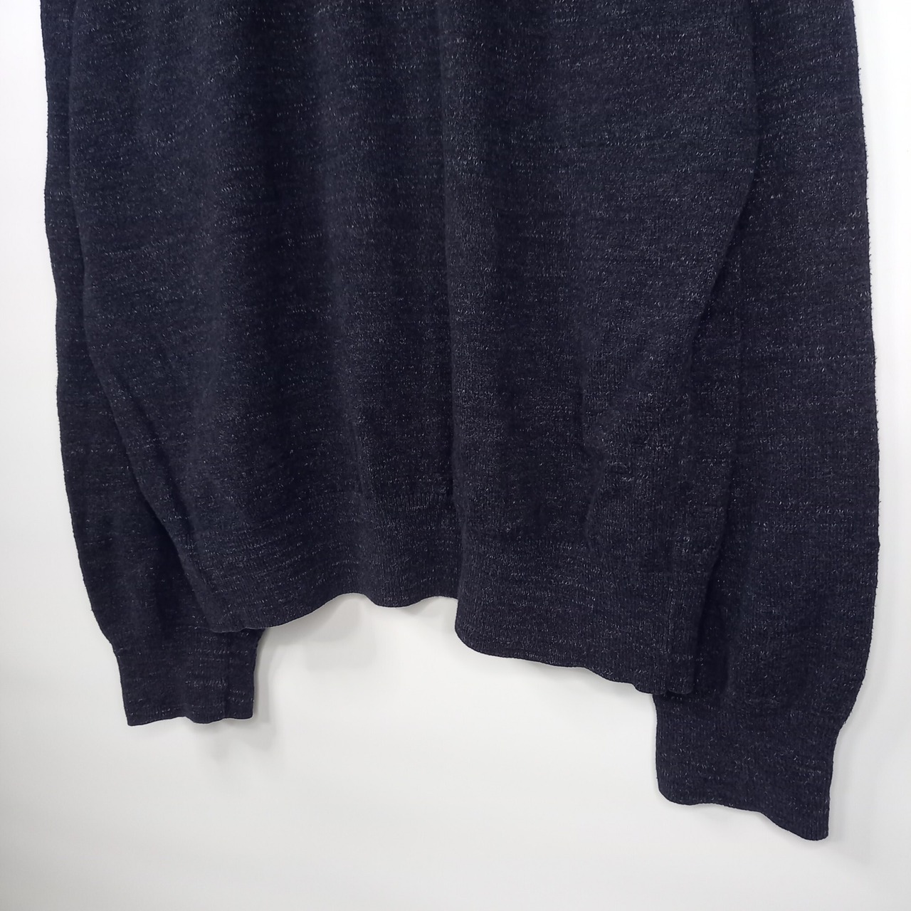 J CREW　クルーネック　コットンニット　セーター　薄手　無地　ネイビー　L