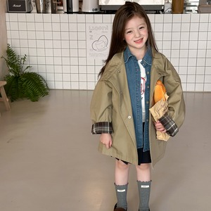 秋韓国風ハイネックトレンチコート