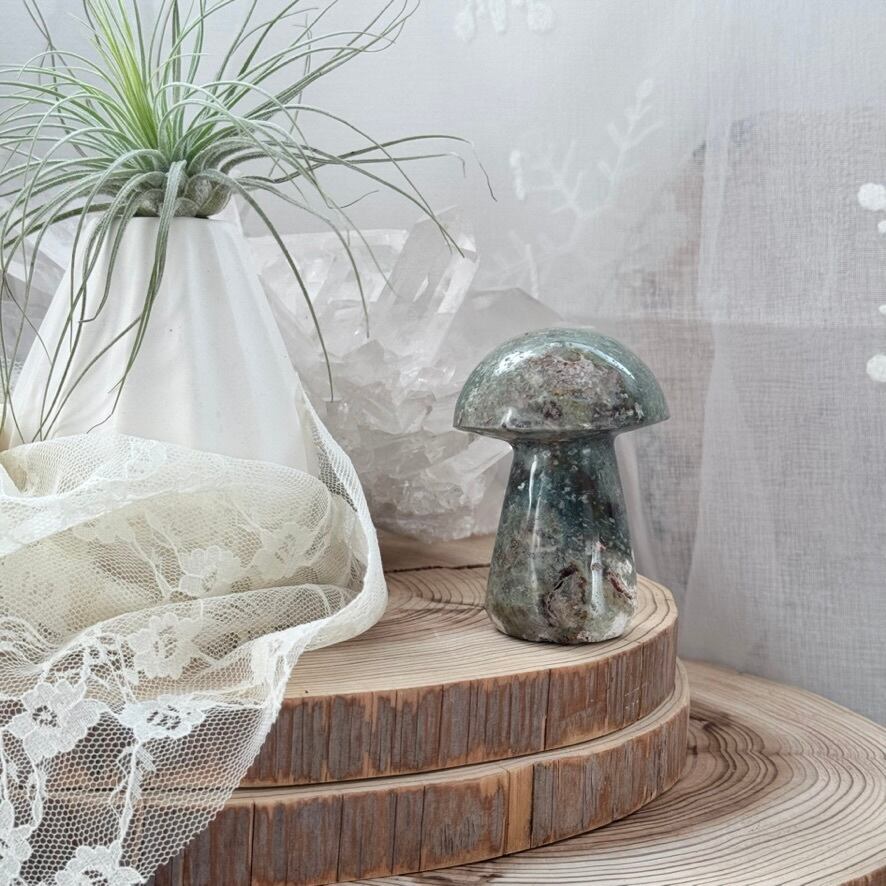 オーシャンジャスパーマッシュルーム＊231143＊天然石きのこ型＊天然石