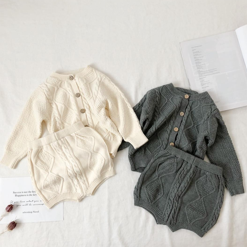 【即納】ニットカーディガンセットアップ