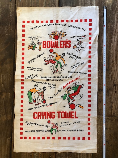 BOWLING TOWEL''CAYING TOWEL"/ボーリングタオル USA 50's ビンテージ 希少