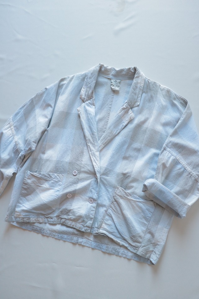 Vintage cotton check dolman design shirt