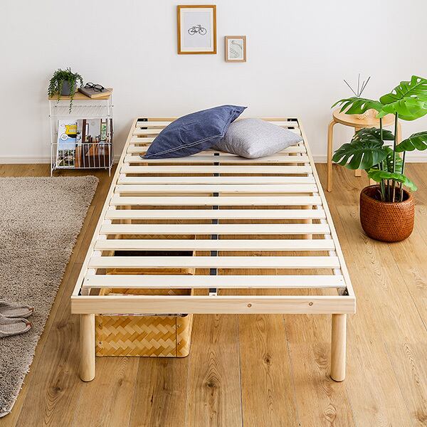 パイン材高さ3段階調整脚付きすのこベッド（ダブル）代引不可 同梱不可
