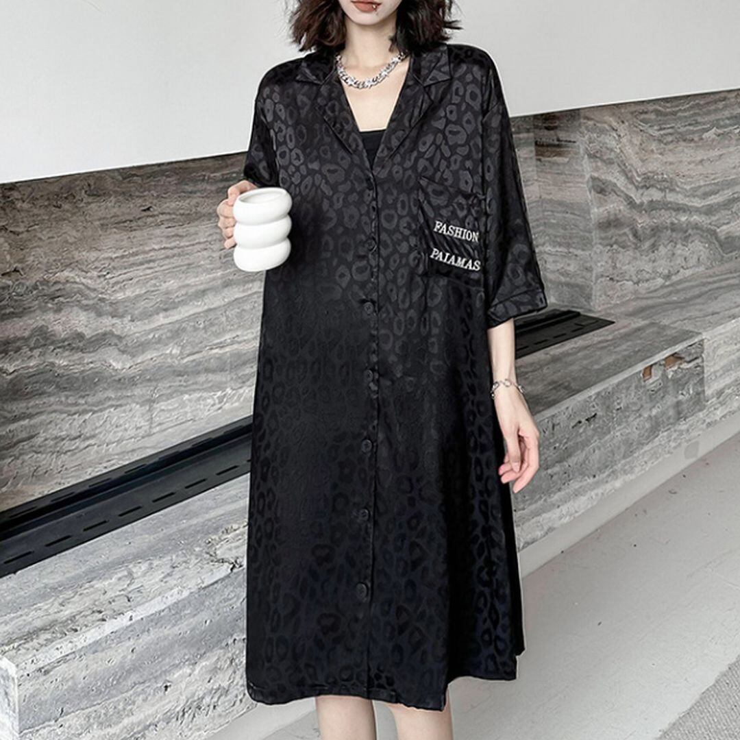 レオパード柄Vネックシャツワンピース ON0448