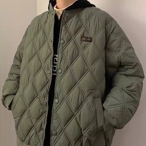 diamond-patterned cotton-padded jacket(LMU0159)