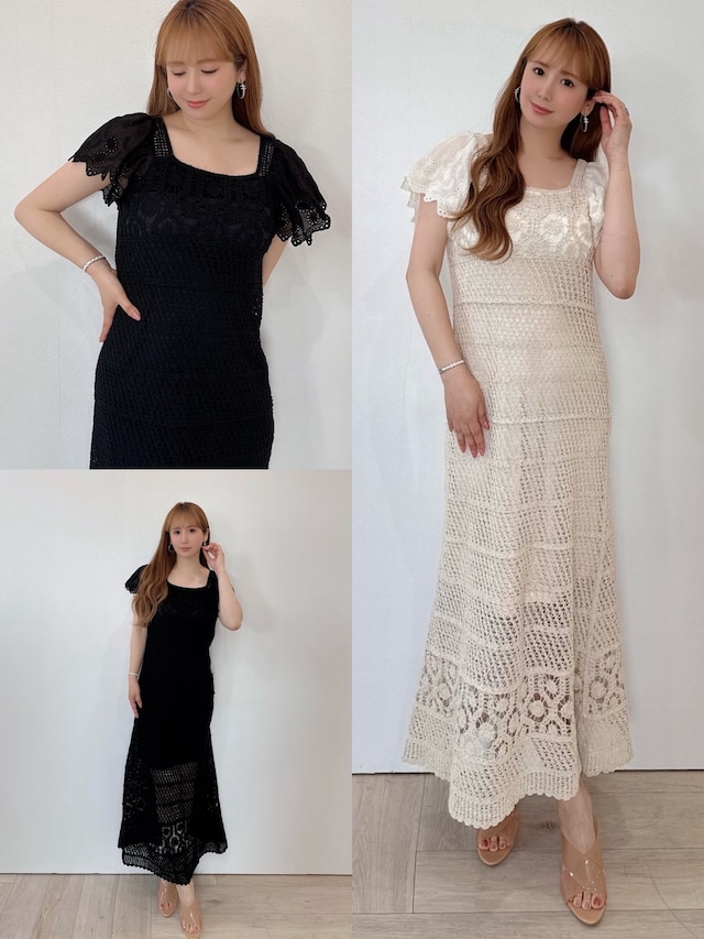 美シルエットクロシェワンピース　¥7,200+tax