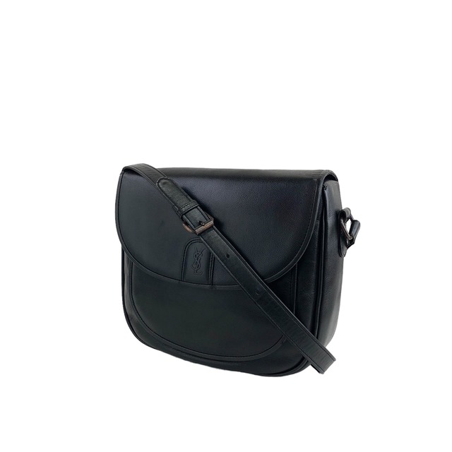 Yves Saint Laurent イヴ・サンローラン ショルダーバッグ ブラック YSL型押し レザー vintage ヴィンテージ オールド 8yem5z