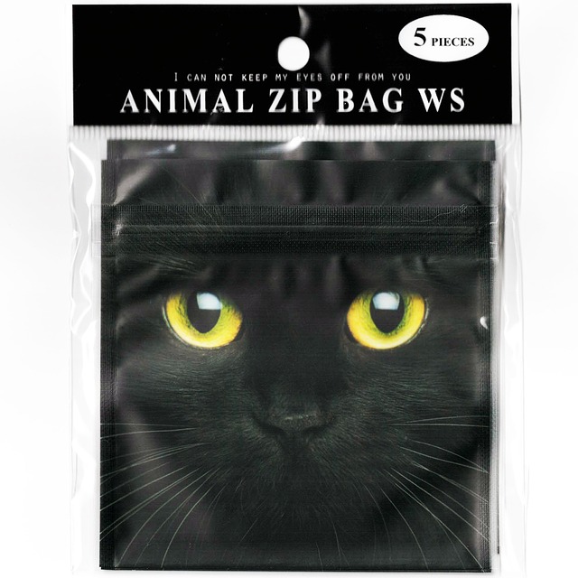 猫ジップバッグ(アニマルジップバッグWS)ブラックキャット