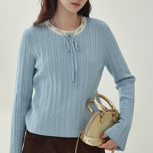 ribbon cable knit pullover