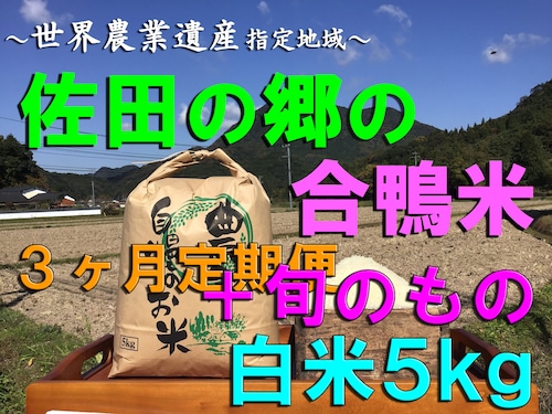 令和５年新米】佐田の郷の米（３ヶ月定期便<白米５kg／玄米５.５kg＋旬のもの>×４回）【アイガモ米】