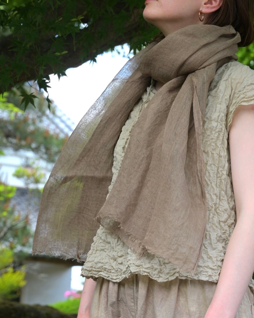 手染め 麻100% 麻布｜金魚草（植物染め）｜futashiba248 Linen textile