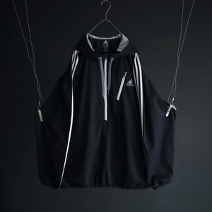 " adidas " over silhouette white line switching design black anorak parka