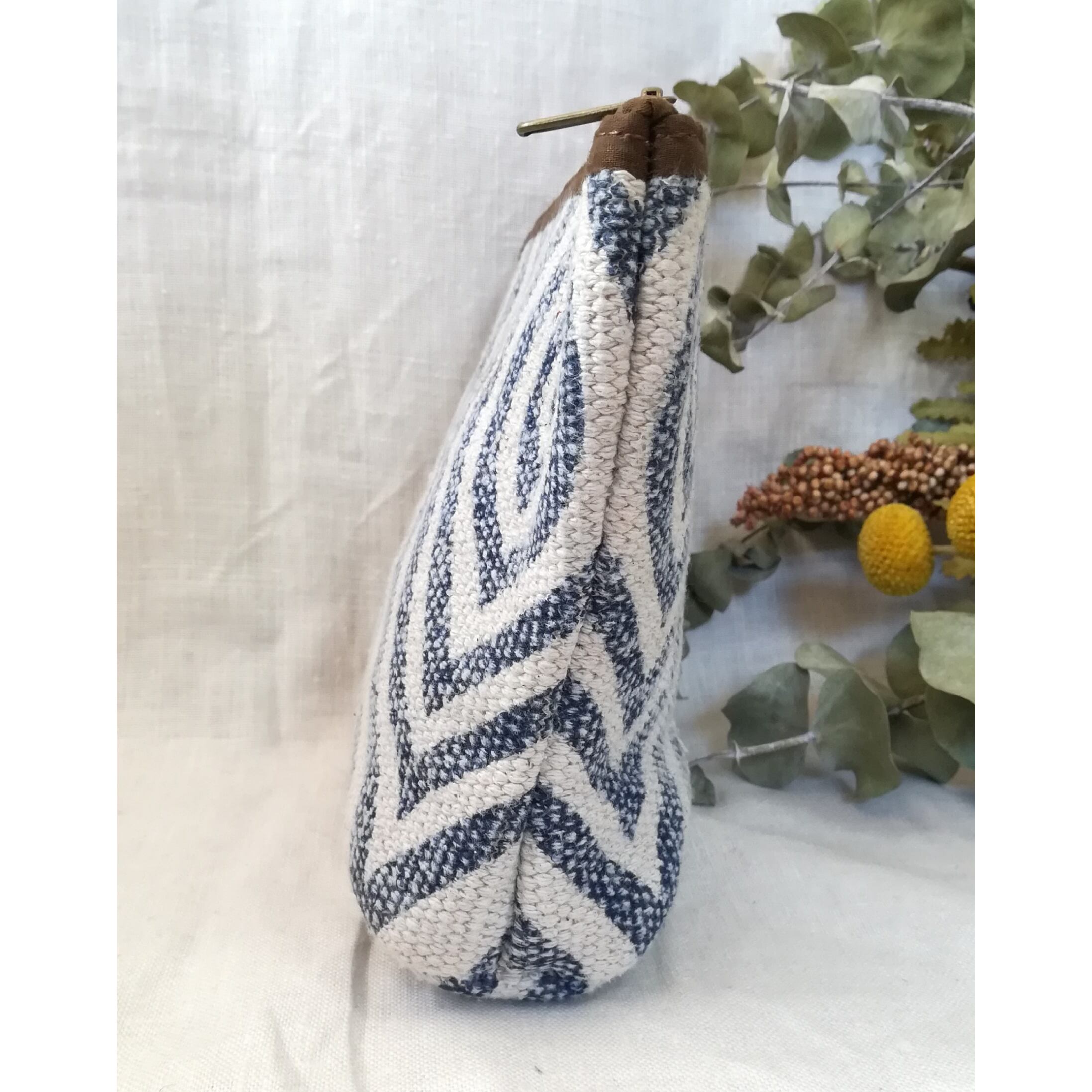 インド ハンドメイド ブロックプリント コットン ポーチ INDIGO raj01 | Amra