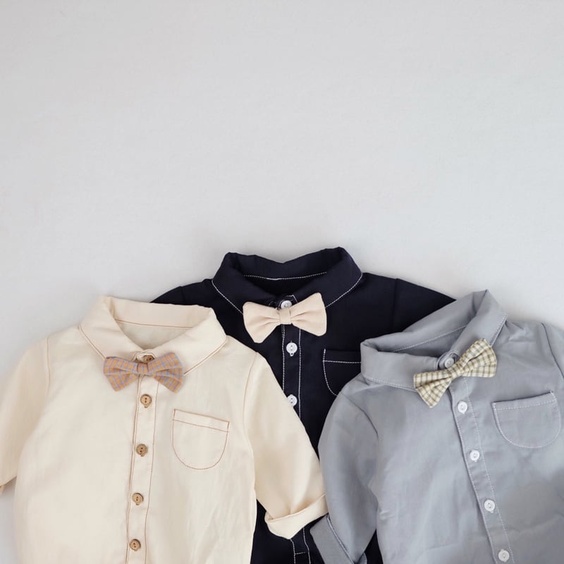 【即納】蝶ネクタイ付シャツロンパース