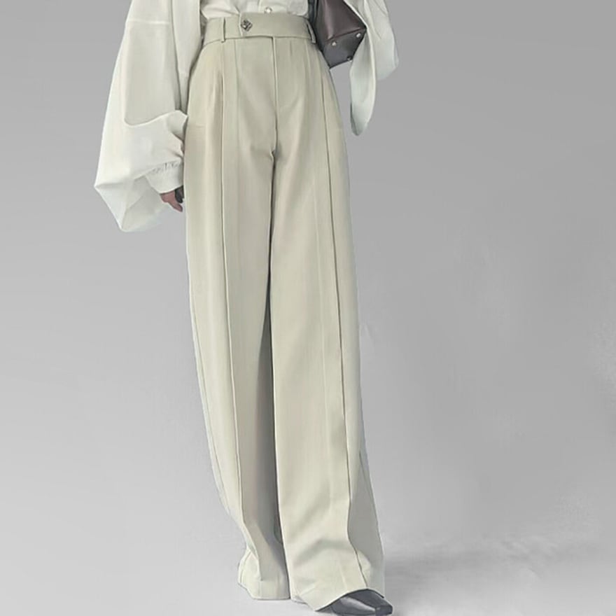 サブカル系前面プリーツ入りの厚手な男女兼用ハイウエストワイドパンツ|天使と悪魔
