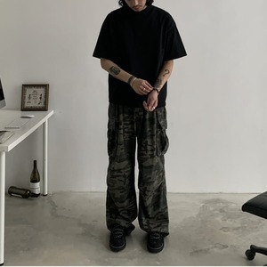 Camouflage wide leg cargo pants 0406