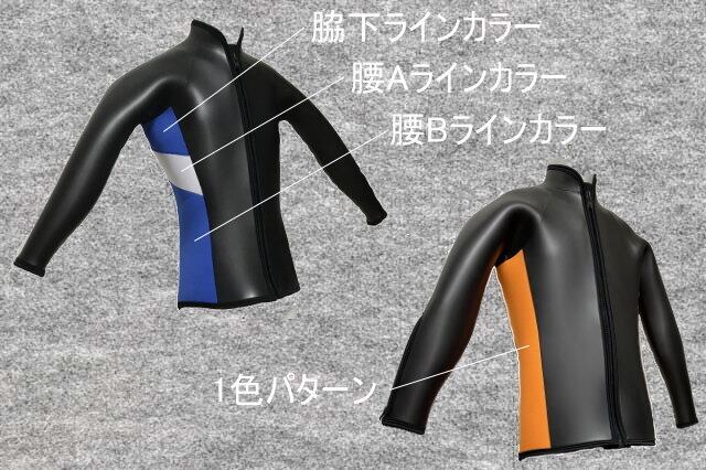 ダイビングスキン（裏ジャージ）逆も可3mmフード付長袖ジャケット