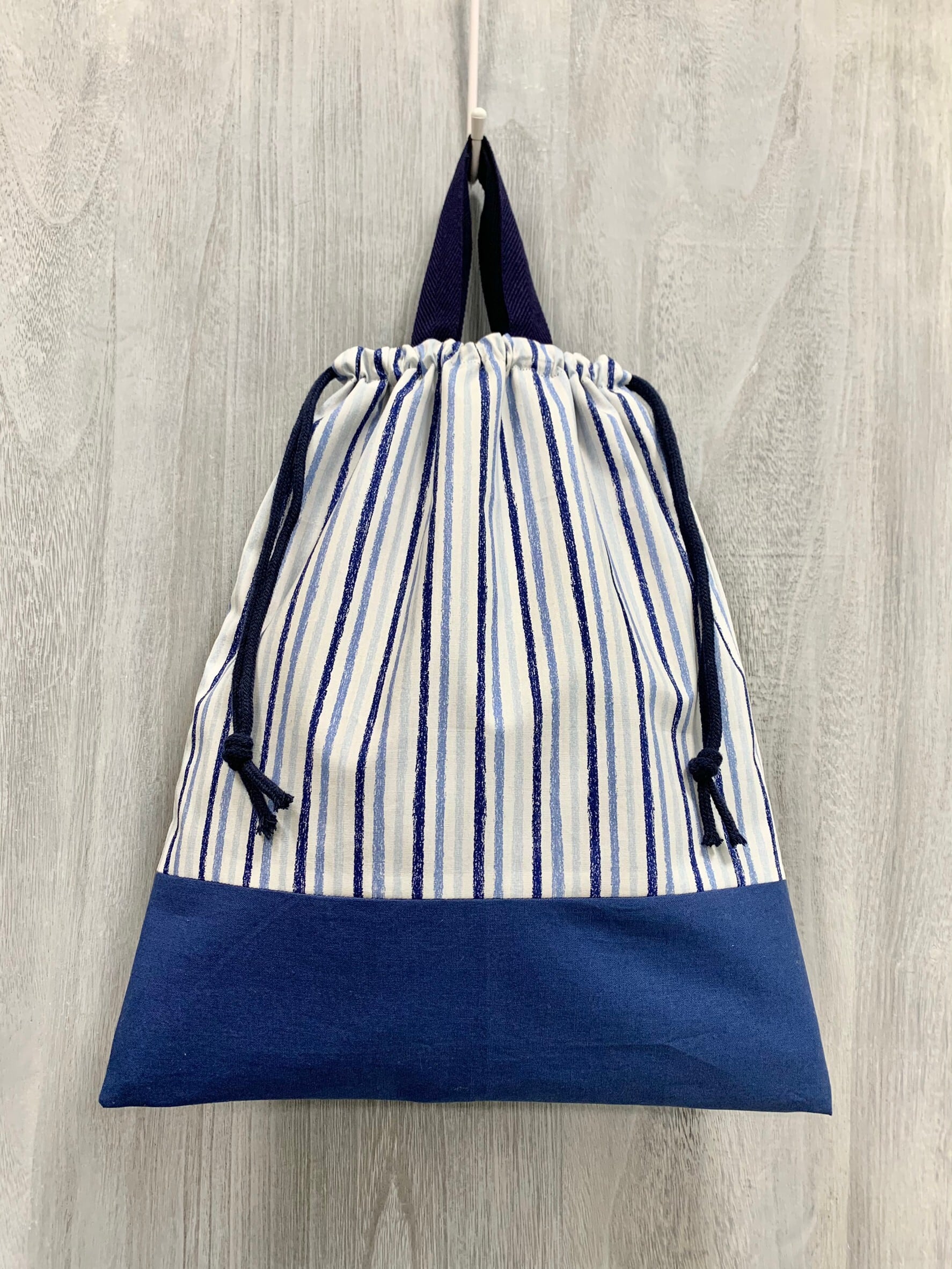 体操着入れ(持ち手付き巾着袋) ストライプ柄