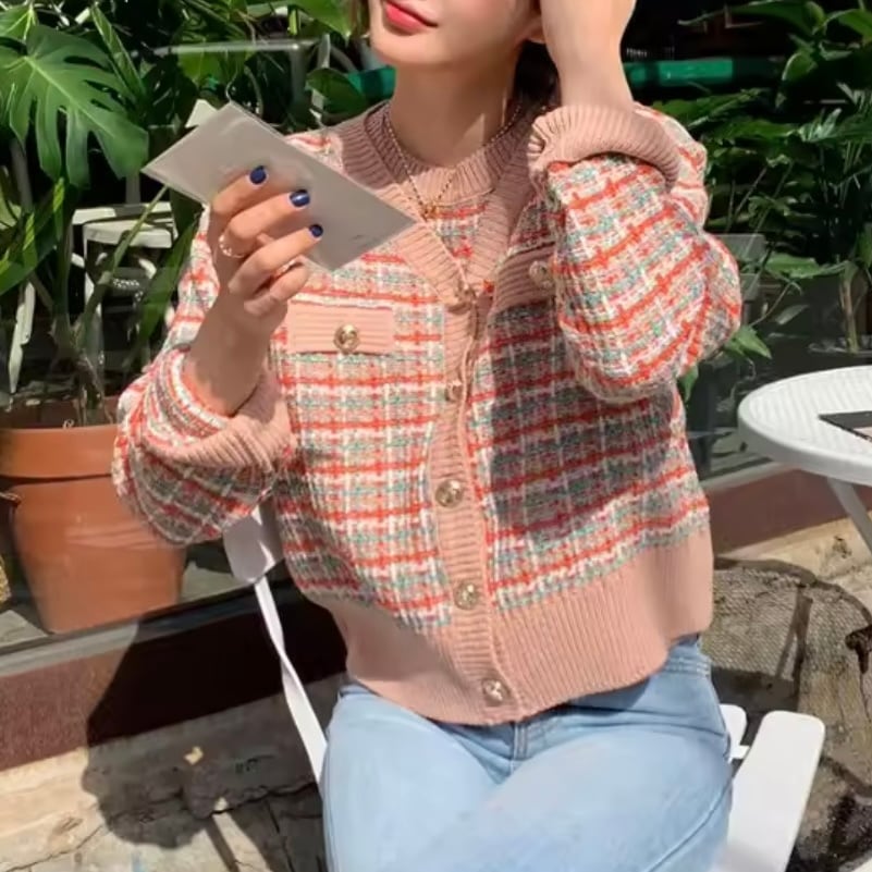 マルチカラーツイードカーディガン