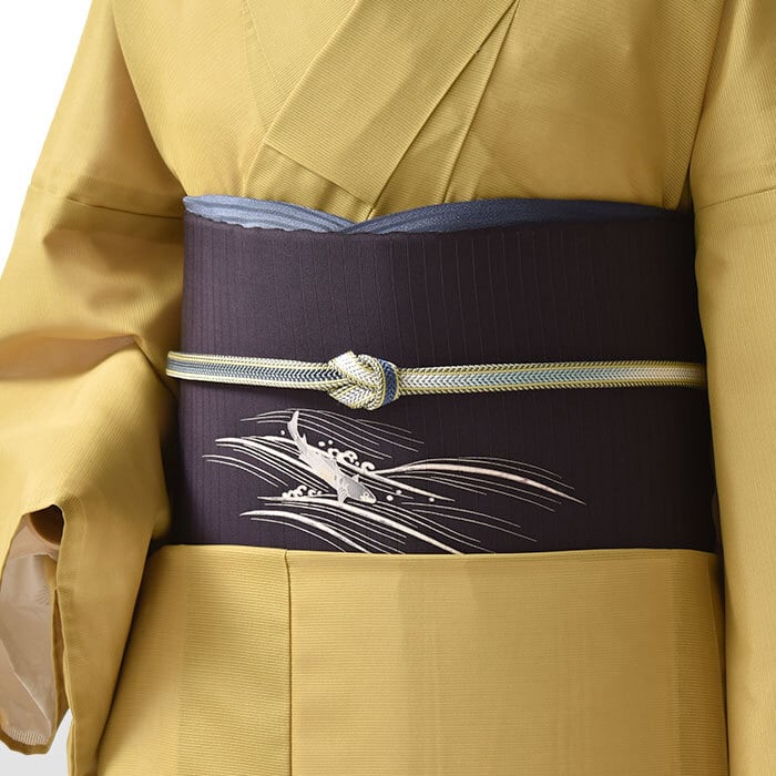 専用　夏物 絽の塩瀬名古屋帯（枝実文）長365 正絹美品 名古屋帯](単衣/夏)絽塩瀬 十日町友禅 老舗 秀美 謹製 鮎 本加工染め