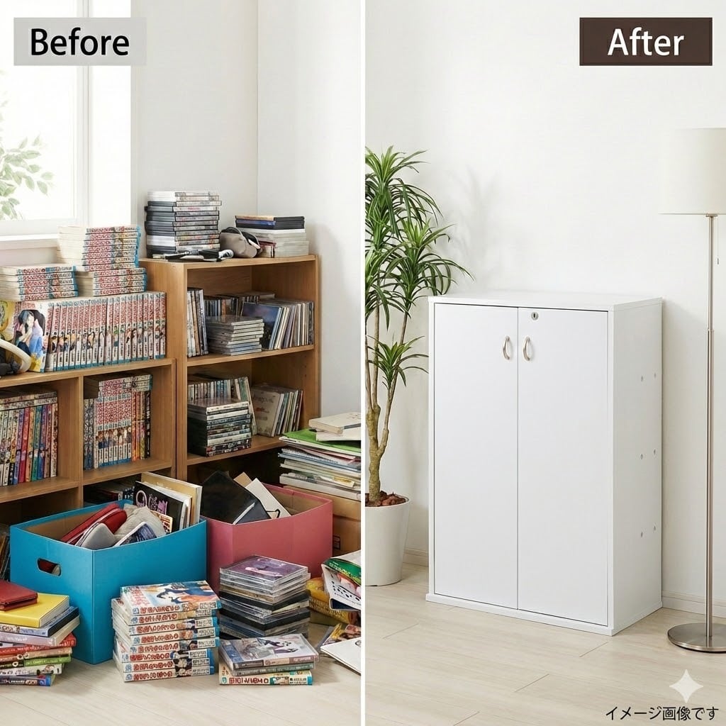 鍵付収納名人 CD・DVD・Blu-ray・コミック収納 鍵付 ラック 日本製