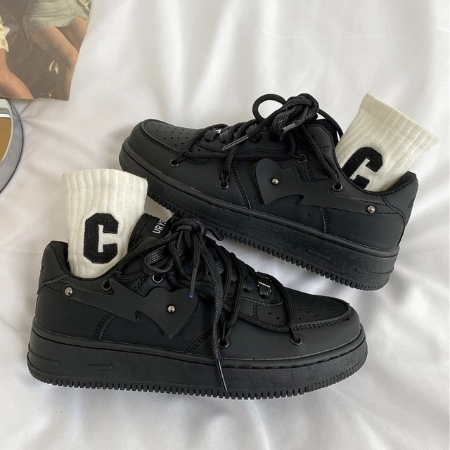 【即納】simple heart sneakers　シンプルハートスニーカー　J1775　ブラック 43インチ（27.0cm）