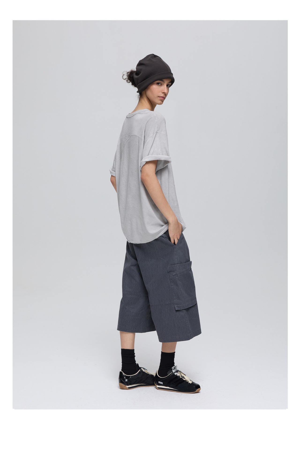 DECESOLO 25SS ヘンプカーブパッチワークTシャツ