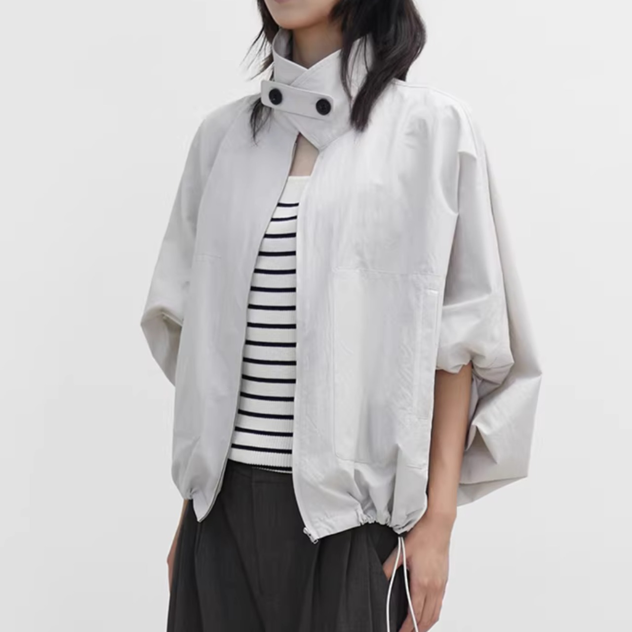 ドローストリング バルーンスリーブ ショート丈 ブルゾン 00152・画像3