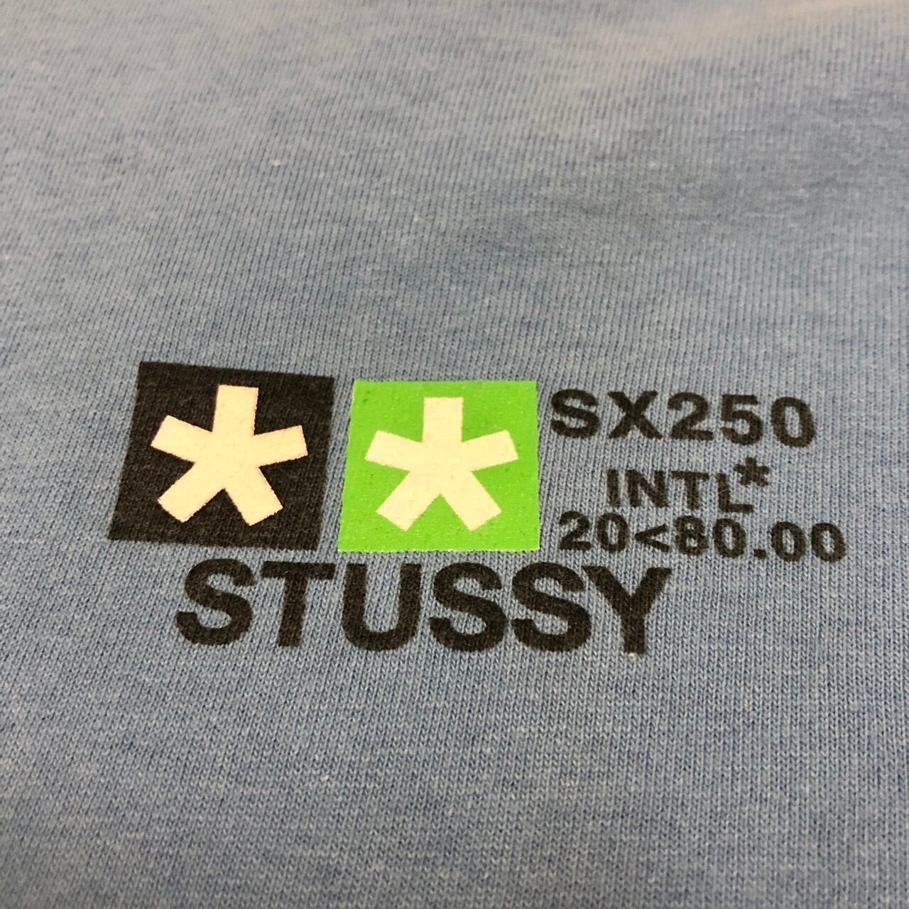 90s OLD STUSSY/SX250 print Tee/USA製/紺タグ/X\L/バイク 90s OLD STUSSY/SX250 print Tee/USA製/紺タグ/X\L/バイク