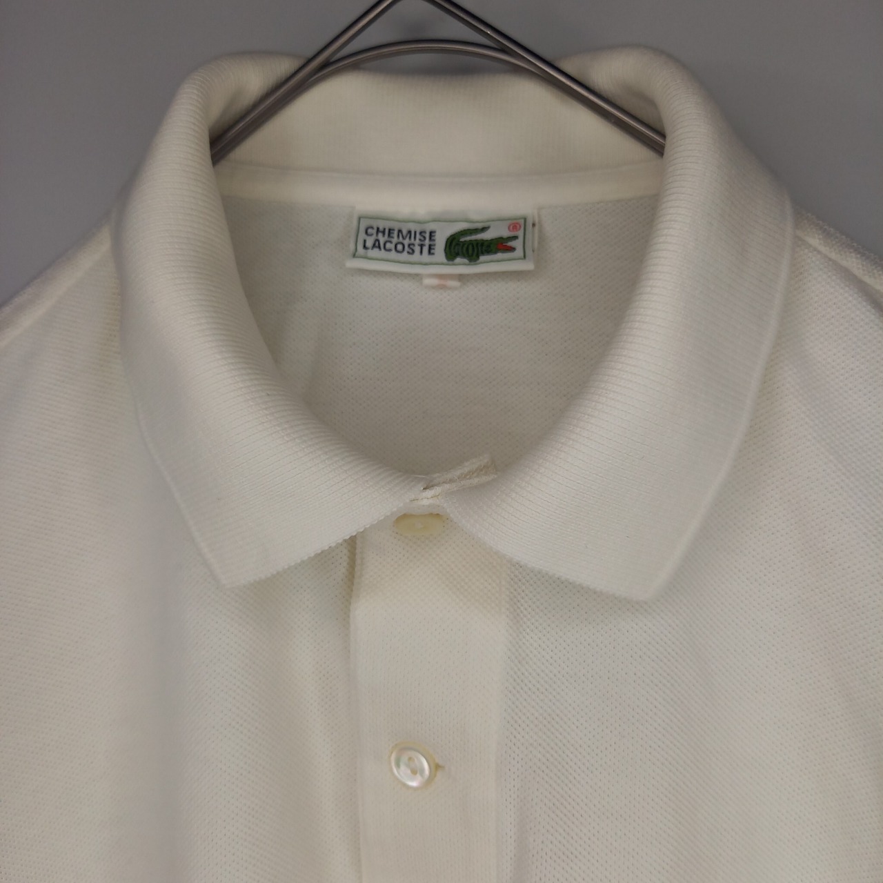 ラコステ　ポロシャツ　半袖　刺繍　シェルボタン　CHEMHSE LACOSTE