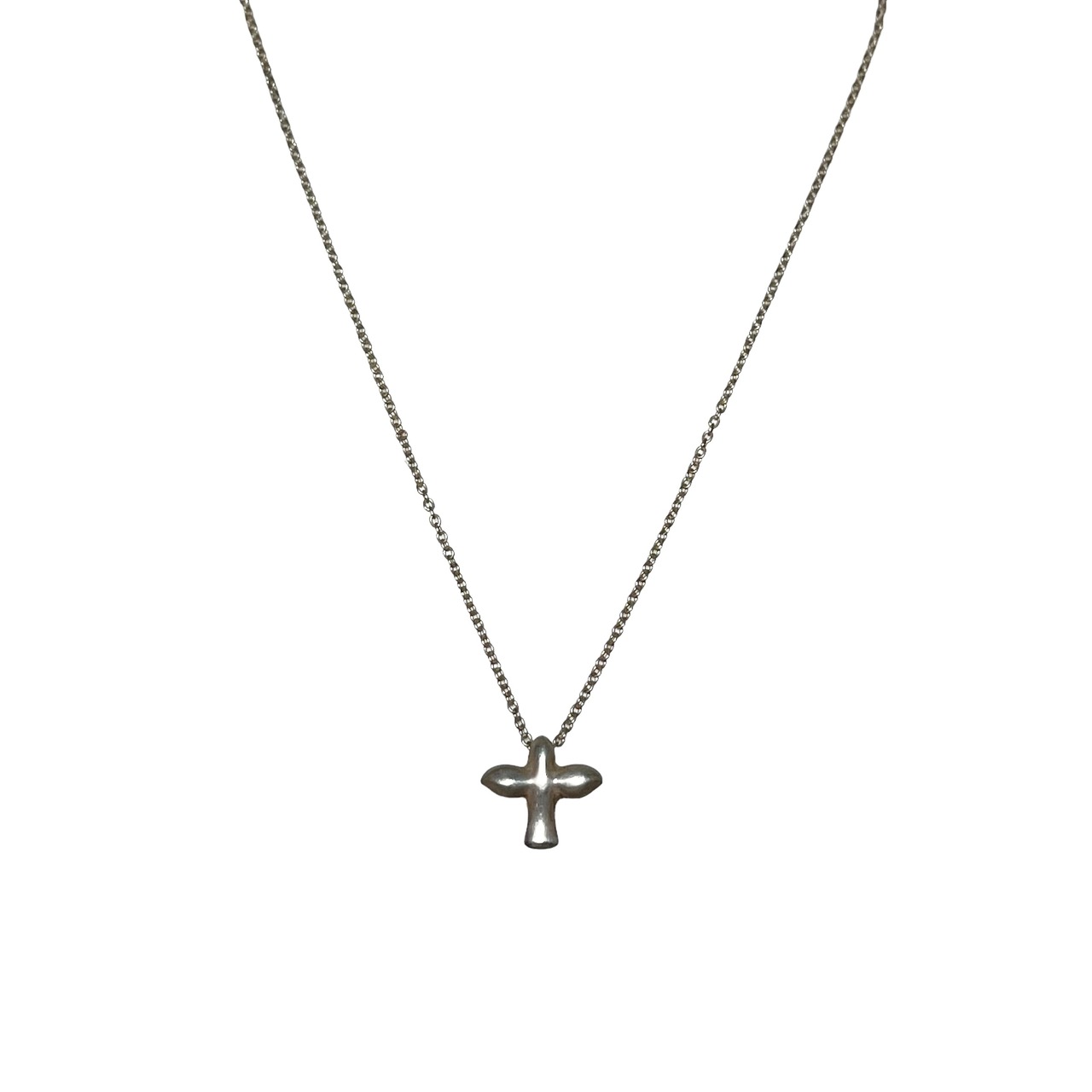 TIFFANY silver bird cross pendant necklace designed by Elsa Peretti