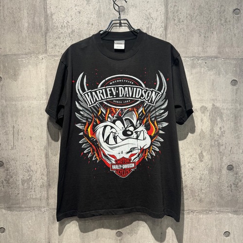 Harley-Davidson ハーレーダビッドソン タズマニアンデビル Tシャツ L ブラック Hanes ヘインズ 両面