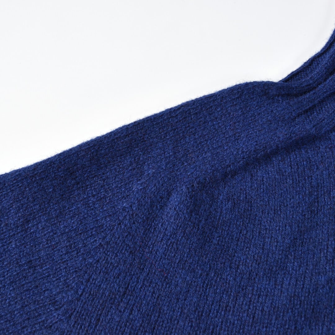 ARMEN アーメン  ラムウールポロネックラグランニット・ネイビー【送料無料】