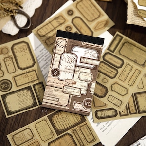 コラージュ素材 素材紙 素材本 全6種 20枚入 紙もの 紙活ペーパーアート タグ風 ラベル 珈琲 茶褐色 レトロ X07