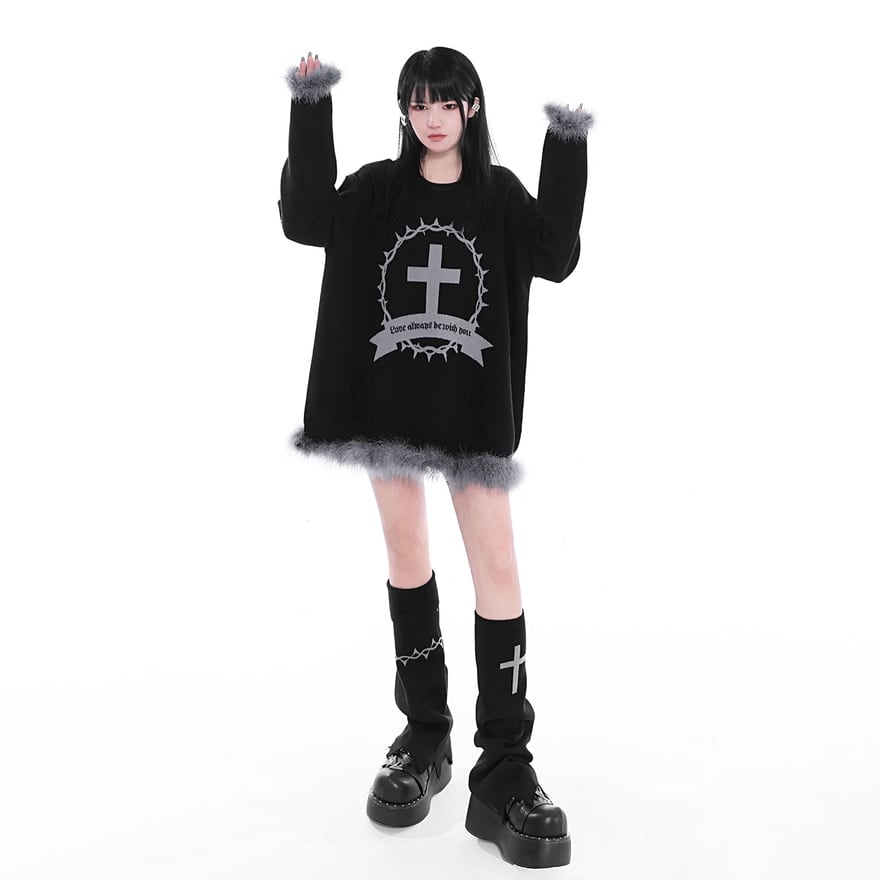 withU　ゴスロリ　クロス ゴスロリ通販 With U ゴシック ロリィタ レッグ ウォーマー クロス 有