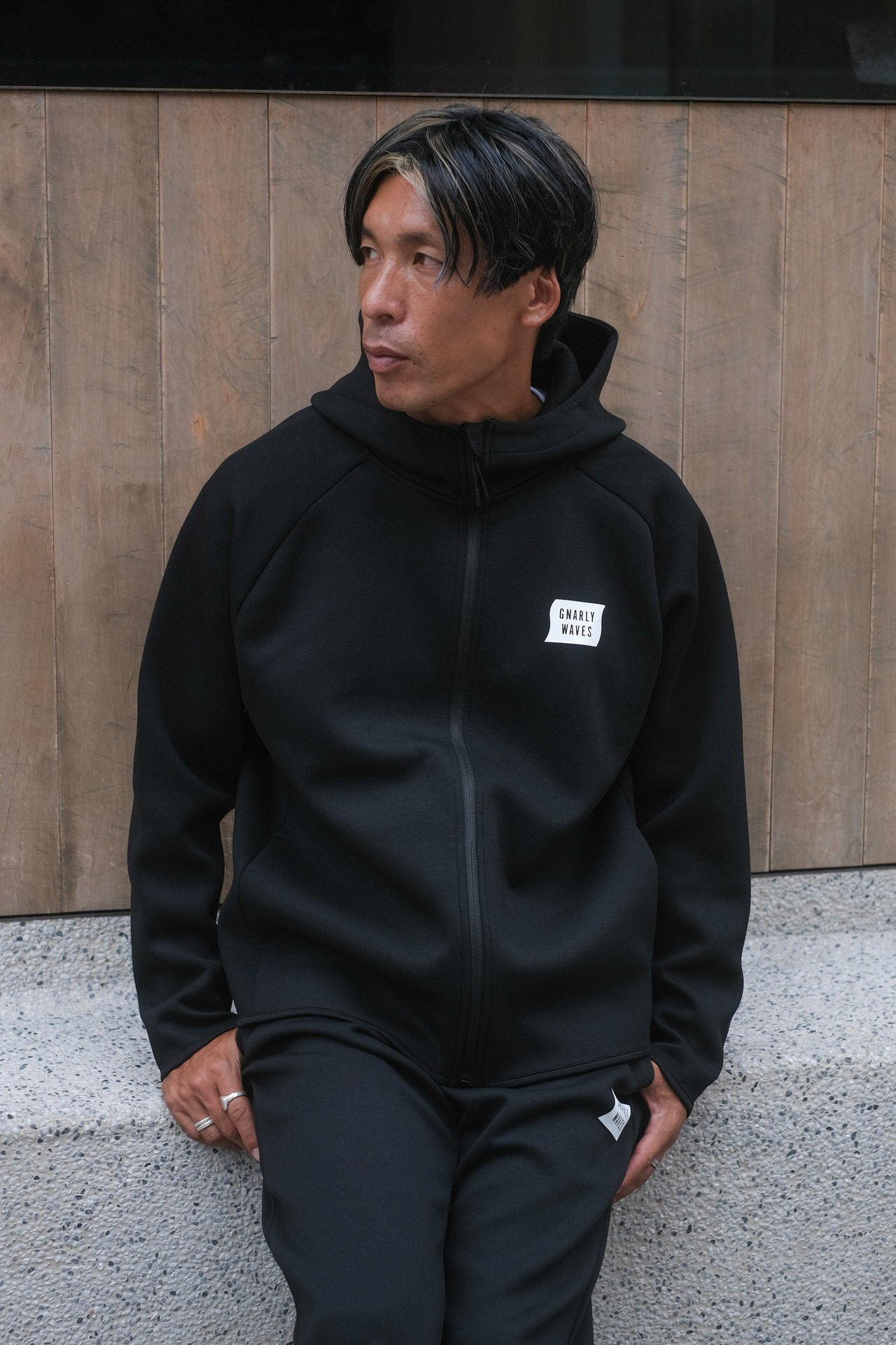 GNARLYWAVES BOX LOGO ZIP HOODIE